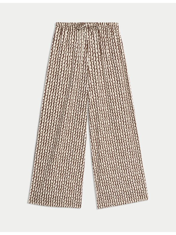 Marks & Spencer Geometrična hlačna krila s širokimi hlačnicami Marks & Spencer rjava