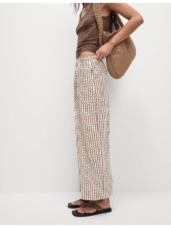 Marks & Spencer Geometrična hlačna krila s širokimi hlačnicami Marks & Spencer rjava