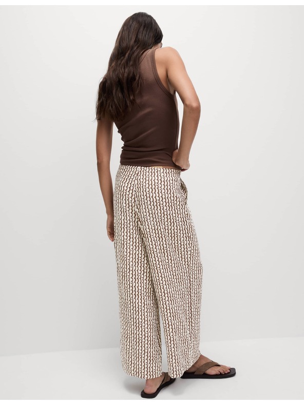 Marks & Spencer Geometrična hlačna krila s širokimi hlačnicami Marks & Spencer rjava