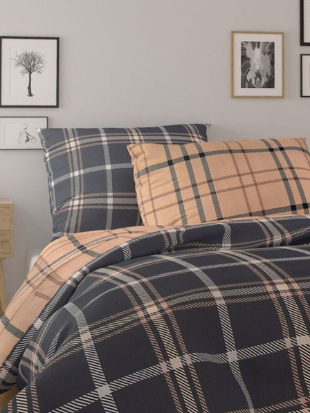 Kvalitex Francosko podaljšano bombažno posteljnino NORDIC COLLECTION 240x220, 70x90 cm KARO temno rjava