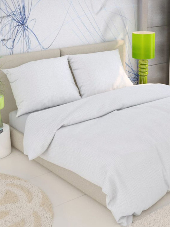 Kvalitex Francoski krepon komplet posteljnine 200x200, 70x90cm bel Kvalitex