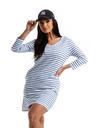 Edoti Modro-bela črtasta ženska obleka Edoti