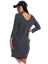 Edoti Belo-črna črtasta ženska obleka Edoti