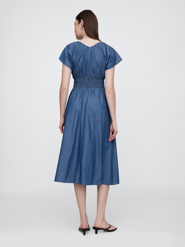 GAP Chambray maxi obleka z žepi Americana GAP