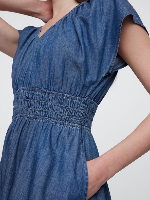 GAP Chambray maxi obleka z žepi Americana GAP