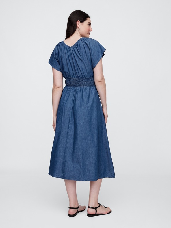 GAP Chambray maxi obleka z žepi Americana GAP