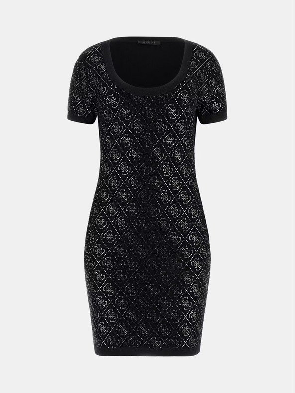 Guess Črna ženska pletena kratka obleka Guess
