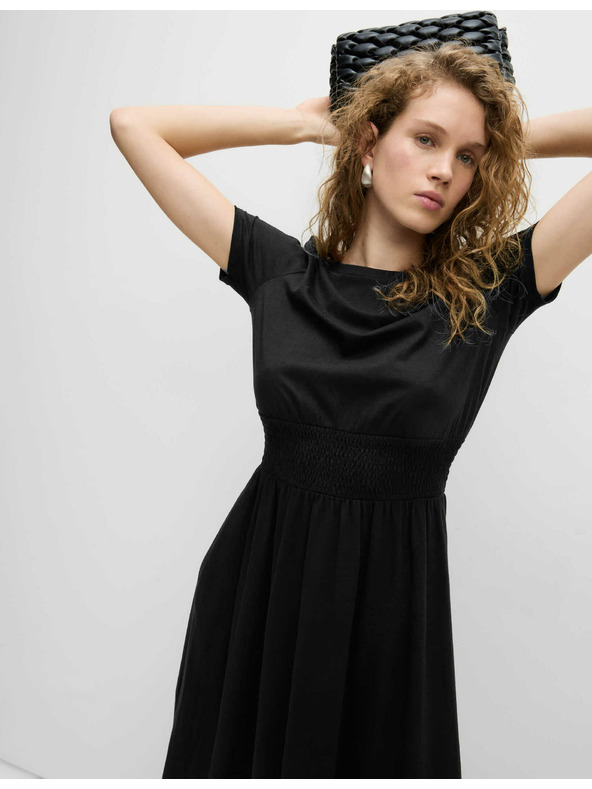 Marks & Spencer Nagubane midi obleke z izpostavljenim pasom, iz čiste bombaže Marks & Spencer črna