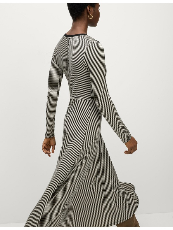 Marks & Spencer Midi obleka z rokavi iz džersija z okroglim vratom in prečko spredaj Marks & Spencer črna