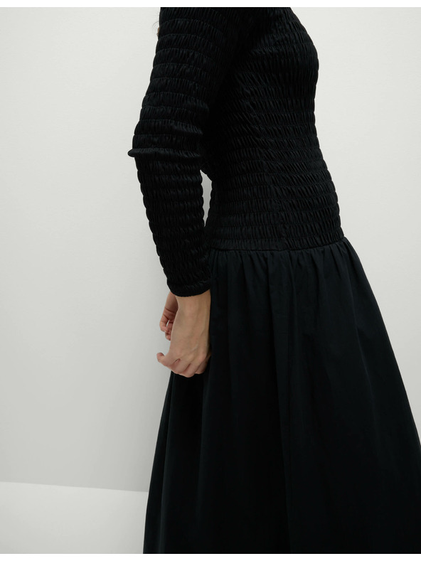 Marks & Spencer Midi obleka iz čistega bombaža s spuščenim pasom Marks & Spencer črna