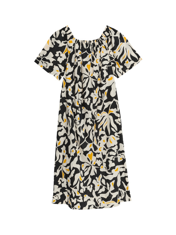 Marks & Spencer Obleka Bardot iz čistega bombaža s potiskom Marks & Spencer rumena