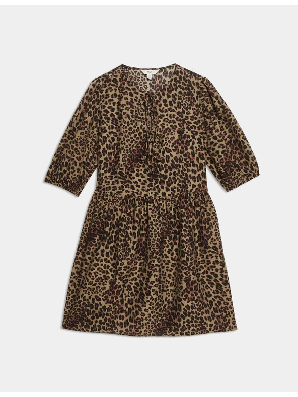 Marks & Spencer Mini šaty so zvýrazneným pásom a leopardou potlačou, s vysokým podielom lyocellu Marks & Spencer hnedá