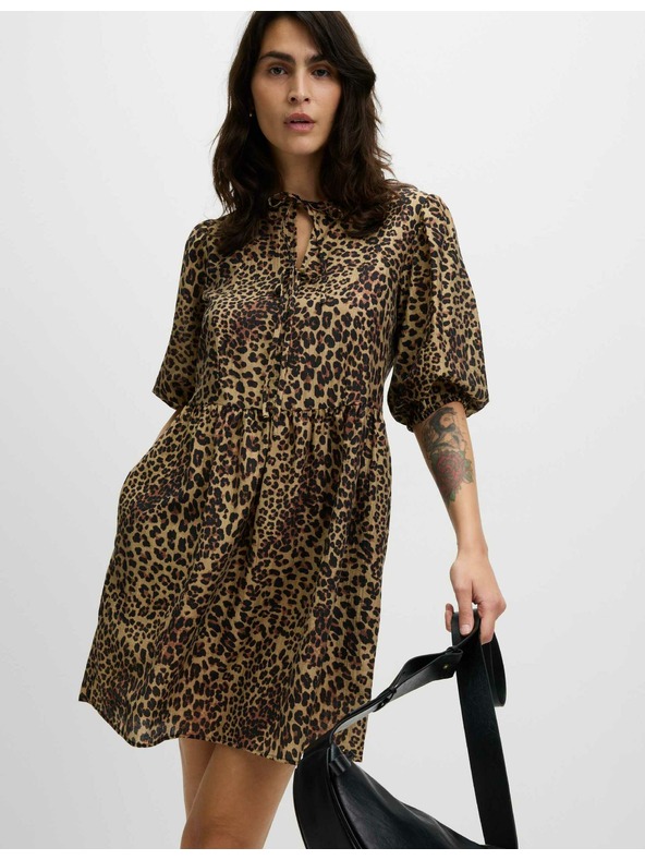 Marks & Spencer Mini šaty so zvýrazneným pásom a leopardou potlačou, s vysokým podielom lyocellu Marks & Spencer hnedá