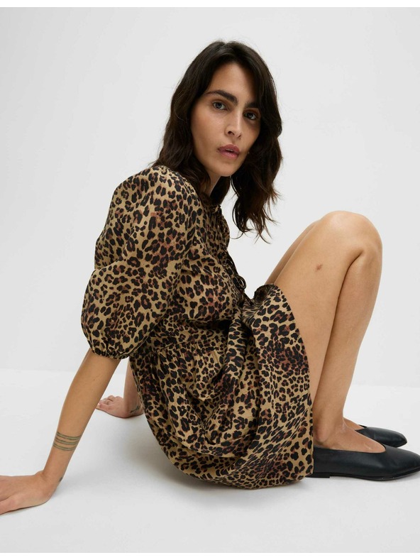 Marks & Spencer Mini šaty so zvýrazneným pásom a leopardou potlačou, s vysokým podielom lyocellu Marks & Spencer hnedá