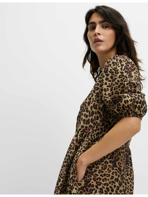 Marks & Spencer Mini šaty so zvýrazneným pásom a leopardou potlačou, s vysokým podielom lyocellu Marks & Spencer hnedá