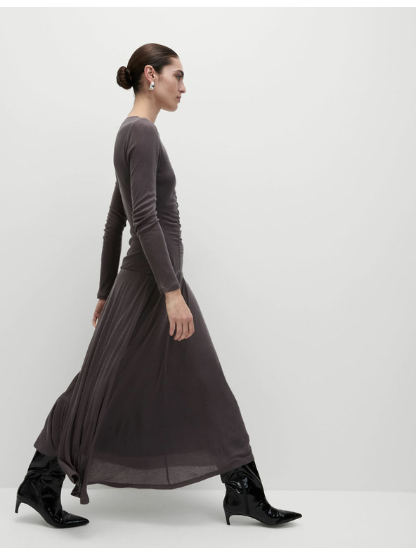 Marks & Spencer Marks & Spencer siva mrežasta midi obleka iz džersija s stebričkastim izrezom in rjuhami