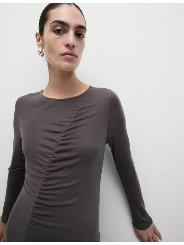 Marks & Spencer Marks & Spencer siva mrežasta midi obleka iz džersija s stebričkastim izrezom in rjuhami