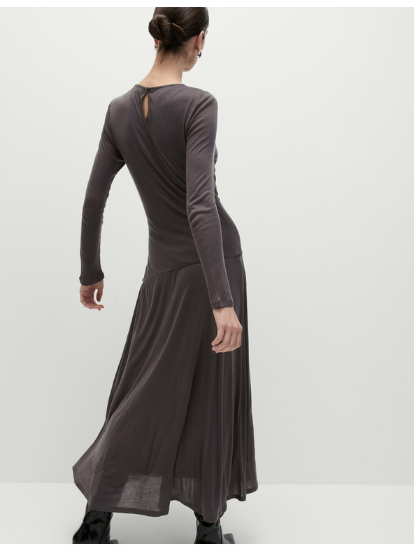 Marks & Spencer Marks & Spencer siva mrežasta midi obleka iz džersija s stebričkastim izrezom in rjuhami