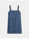 Marks & Spencer Padajoča mini obleka iz džinsa iz čistega bombaža Marks & Spencer mornarsko modra