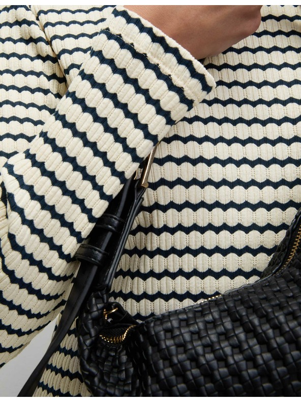 Marks & Spencer Črtasta midi obleka iz bombažne mešanice Marks & Spencer krem barve