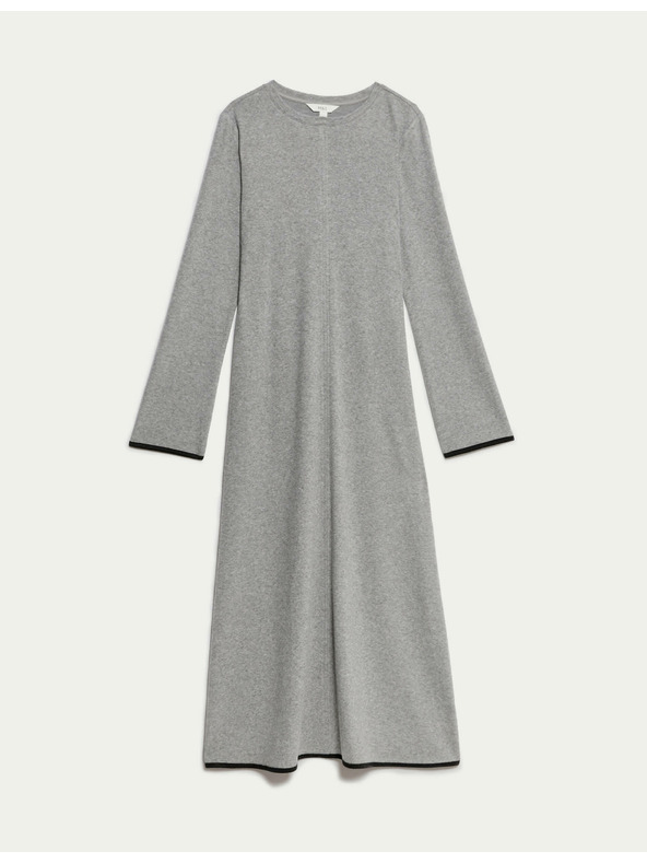 Marks & Spencer Marks & Spencer siva midi obleka iz džersija z okroglim izrezom