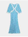 Marks & Spencer Neformalne midaxi obleke z vzorcem, V-izrezom in čipkasto vstavko Marks & Spencer modra
