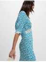 Marks & Spencer Neformalne midaxi obleke z vzorcem, V-izrezom in čipkasto vstavko Marks & Spencer modra