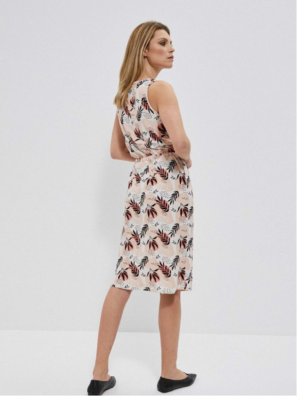 Moodo Bež ženska vzorčasta obleka Moodo