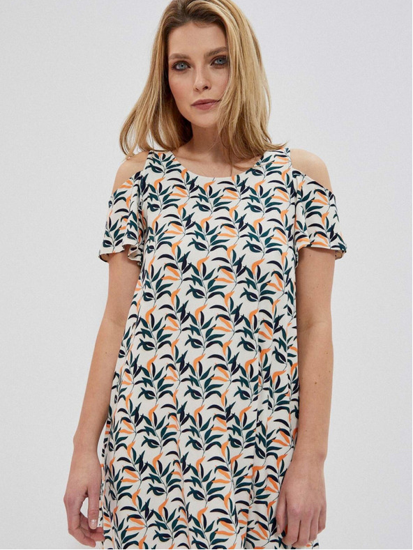 Moodo Bela ženska vzorčasta obleka Moodo