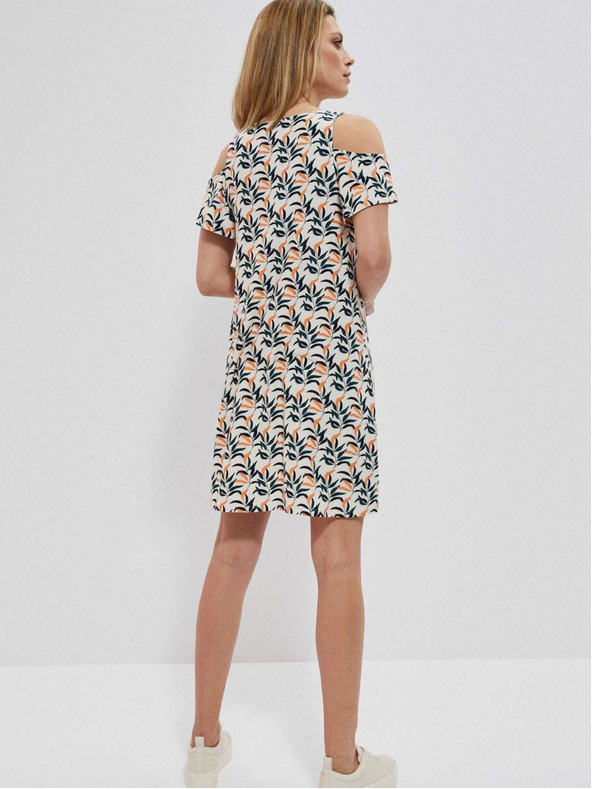 Moodo Bela ženska vzorčasta obleka Moodo