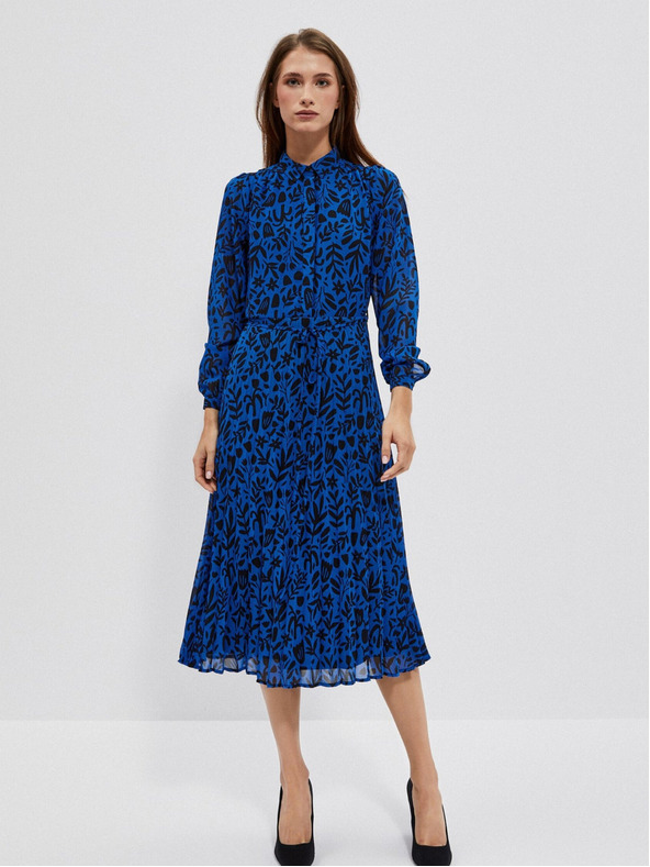 Moodo Črno-modra ženska cvetlična obleka Moodo