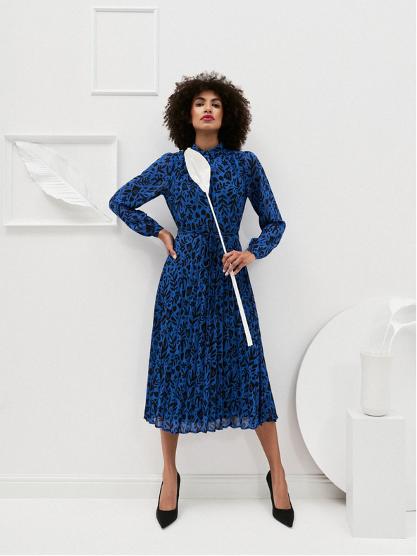 Moodo Črno-modra ženska cvetlična obleka Moodo