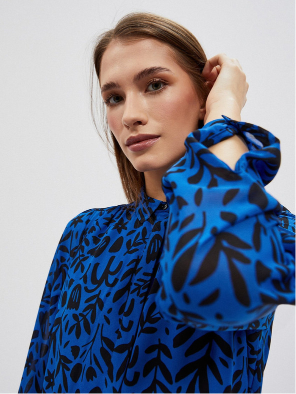 Moodo Črno-modra ženska cvetlična obleka Moodo