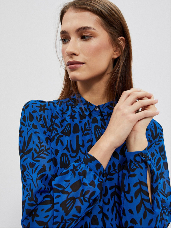 Moodo Črno-modra ženska cvetlična obleka Moodo