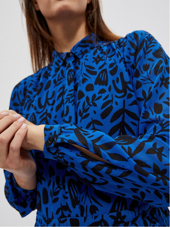 Moodo Črno-modra ženska cvetlična obleka Moodo