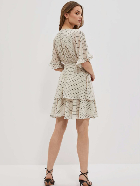 Moodo Črna in bež ženska obleka s pikami Moodo