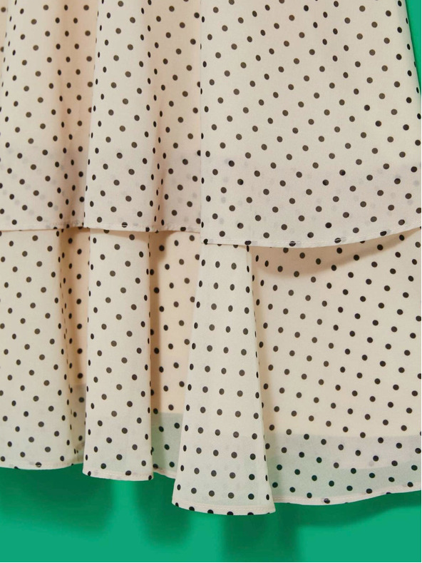 Moodo Črna in bež ženska obleka s pikami Moodo