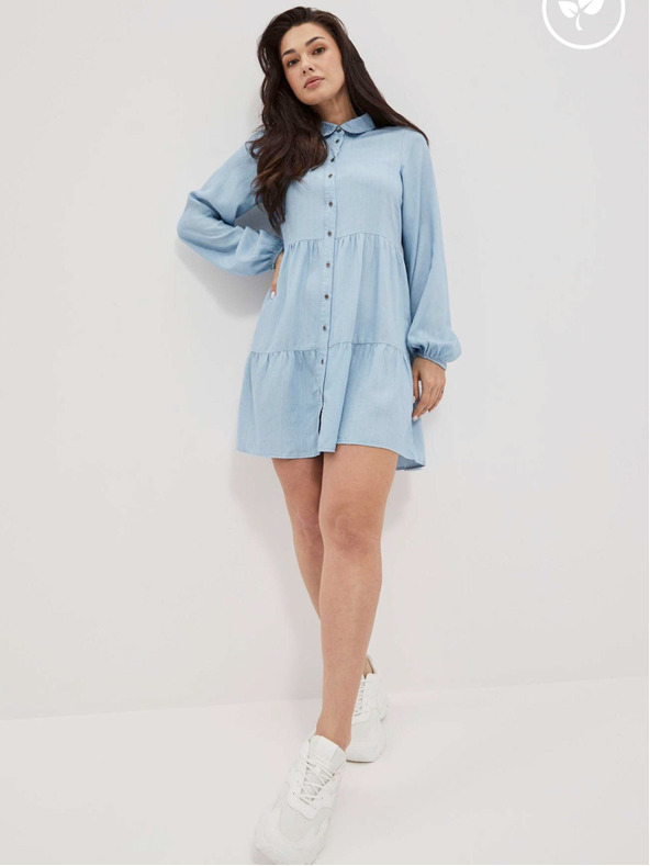 Moodo Svetlo modra ženska srajčna obleka Moodo