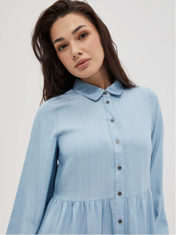 Moodo Svetlo modra ženska srajčna obleka Moodo