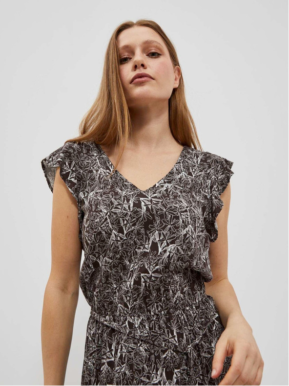 Moodo Bela in rjava ženska cvetlična obleka Moodo