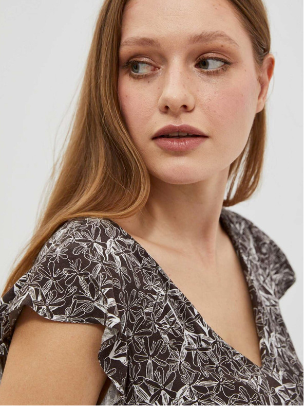 Moodo Bela in rjava ženska cvetlična obleka Moodo