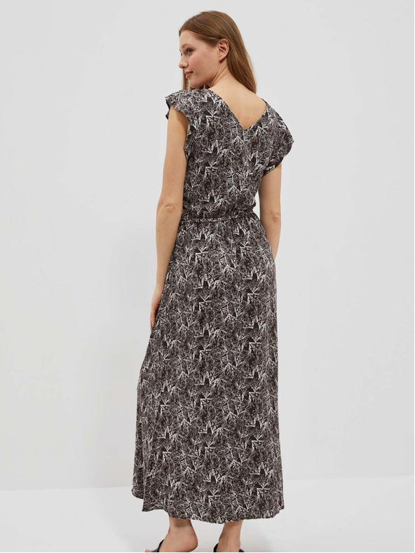 Moodo Bela in rjava ženska cvetlična obleka Moodo