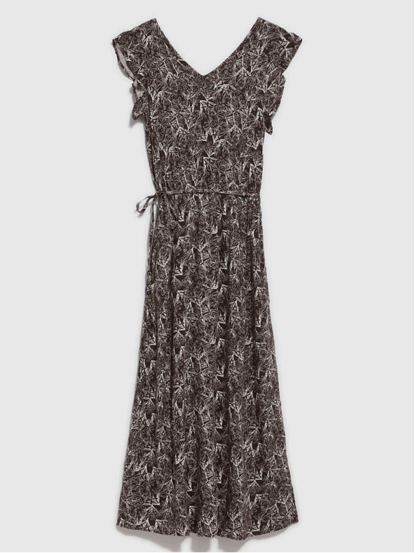 Moodo Bela in rjava ženska cvetlična obleka Moodo