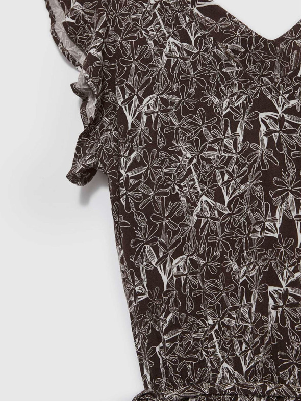 Moodo Bela in rjava ženska cvetlična obleka Moodo