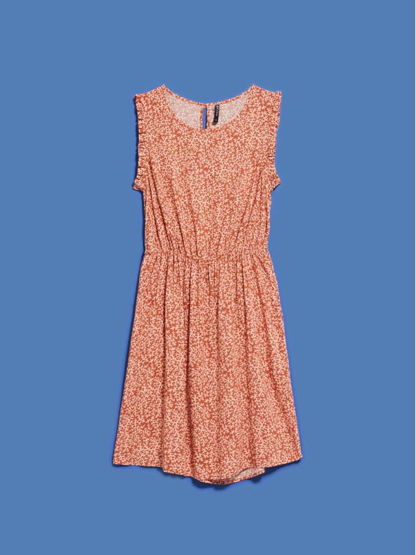 Moodo Bela in rjava ženska vzorčasta obleka Moodo