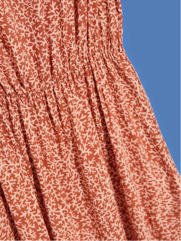 Moodo Bela in rjava ženska vzorčasta obleka Moodo