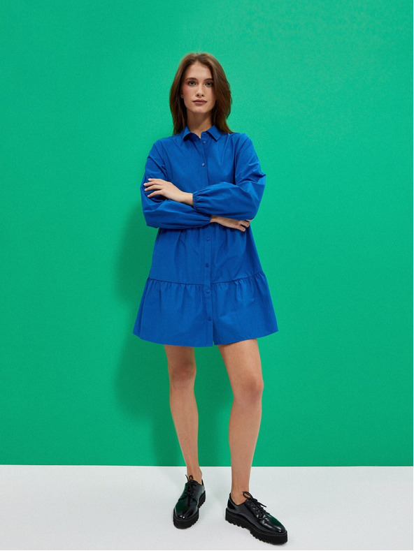 Moodo Modra ženska srajčna obleka Moodo