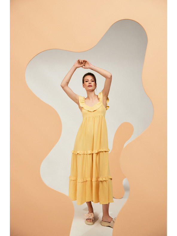 Moodo Rumena ženska obleka Moodo