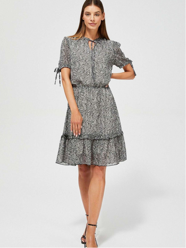 Moodo Črna ženska vzorčasta obleka Moodo