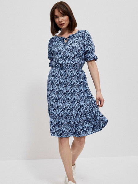 Moodo Modra ženska cvetlična obleka Moodo